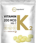 Micro Ingredients Vitamin K2 MK-7 Supplement 200 mcg Per Serving 300 Coconut Oil Softgles | Easily Absorbed Active Menaquinone Form | Immune Joint & Heart Support | Non-GMO