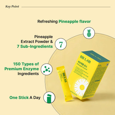 BB LAB Pineapple Enzyme Supplement Natural Digestive Enzymes with -Amylase Protease Bromelain Korea Formula Supports Carb & Protein Breakdown