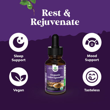 Natures Craft USDA Organic Ashwagandha Liquid Drops - Vegan Liquid Ashwagandha Root Extract for Energy Stress and Mood Support - Delicious Adaptogenic Pure Ashwagandha Tincture for Adults - Non-GMO & Alcohol