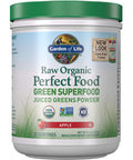 Garden of Life Raw Organic Perfect Food Green Superfood Juiced Greens Powder - Apple, 30 Servings (Packaging May Vary) - Vegan Gluten Free Whole Food Dietary Supplement, Plus Probiotics & Enzymes