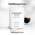 Codeage Multi Collagen for Women & Men Biotin 10000mcg Keratin Protein Powder Vitamin C B6 D3 Hyaluronic Acid Niacin - Hydrolyzed Collagen Coffee Creamer 5 Types - Unflavored - Non-GMO - 11.5oz