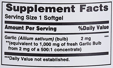 Nature's Bounty Garlic Oil Softgels 1000 Mg