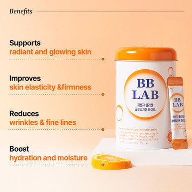 BB LAB Collagen Glutathione White Low Molecular Korean Stick Supplement Fish Peptides Vitamin C Vitamin E Glutathione Fast abosorption Orange Flavor