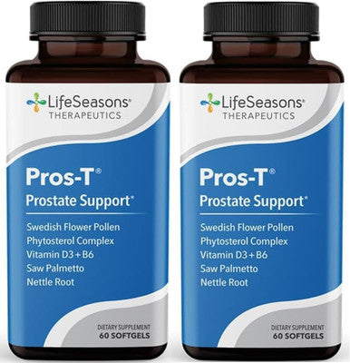 Pros-T - Prostate Support Supplement - Saw Palmetto, Phytosterol, Zinc, Nettle, Vitamin D-3 & B6 - Promote Healthy Prostate Function & Normal Urinary Flow - Improve Tissue - 60 Softgels (Pack Of 2)