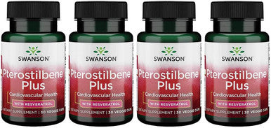 Swanson Pterostilbene Plus with Resveratrol 30 Veg Capsules (4 Pack)