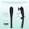 Back Massager Handheld For Muscles Relaxation, Percussion Massager For Pain Relief Deep Tissue,Variable Intensity With 5 Multi-Functional Heads For Neck, Shoulder, Legs Mh560, Black