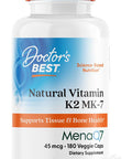 Doctor's Best Natural Vitamin K2 Mk-7 Capsule Supports Bone Health & Soft Tissue Elasticity 180 Ct
