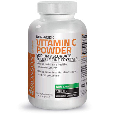 Non Acidic Vitamin C Powder Sodium Ascorbate Non Gmo Soluble Fine Crystals - Healthy Immune System, Antioxidant And Cell Protection - 1 Pound (16 Oz, 454 Grams)