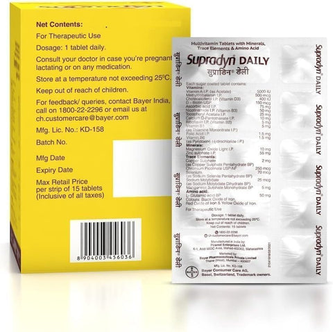 Mewati Supradyn Daily Multivitamin Tablets (150 Tablets) For Men & Women With Essential Zinc 12 Vitamins 5 Trace Elements For Daily Immunity & Energy