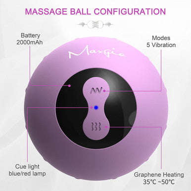 Heating Vibrating Peanut Massage Ball - 5 Intensity Levels & 1 Heat Mode - Foam Roller Double Lacrosse Ball - Deep Tissue Trigger Point Therapy - Handheld, Mobility, Rechargeable (Purple)