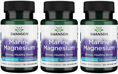 Swanson Simag Marine Magnesium 200 Milligrams Elemental 200 Milligrams 60 Veg Capsules (3 Pack)