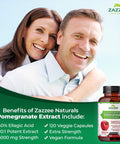 Zazzee Extra Strength Pomegranate 20:1 Extract, 5000 Mg Strength, 40% Ellagic Acid, 120 Vegan Capsules, 4 Month Supply, Standardi