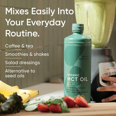 Sports Research Organic Mct Oil - Keto & Vegan Mcts C8, C10, C12 From Coconuts - Fatty Acid Brain & Body Fuel, Flavorless, Non-Gmo & Gluten - Perfect In Coffee, Tea & Protein Shakes - 16 Oz