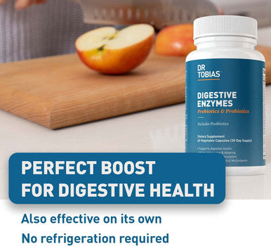 Dr. Tobias Digestive Enzymes with Probiotics and Prebiotics Plus Postbiotics Bromelain Amylase Lipase For Better Digestion Immune Function Plantbased Formula 60 Capsules 30 Servings 2 Daily