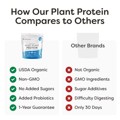 Global Healing Vegan Protein Powder, Organic Protein Powder, Plant Based Protein Powder for Women & Men, 20g of Plant Protein, Meal Replacement for Weight Loss, Unflavored Protein Powder (20 Servings)