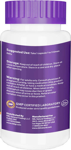 Nbl Natural NBL Natural Chlorophyll 100 mg with Alfalfa Powder Green Superfood 90 Veg Capsules