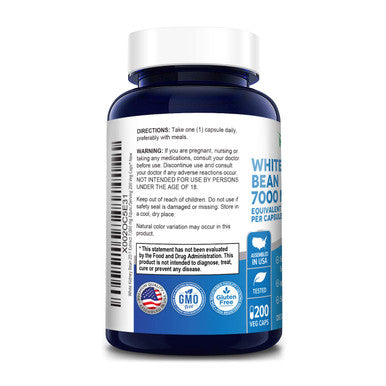 NusaPure White Kidney Beans 7,000 mg 200 Veg Capsules - Extract 20:1, Vegetarian, Gluten-Free and Non-GMO
