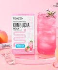 Teazen Kombucha Peach Flavor 2 Pack with Classic Eco Bottle (Kombucha Powder 20 Sticks Eco Bottle 1EA x 11.8oz)