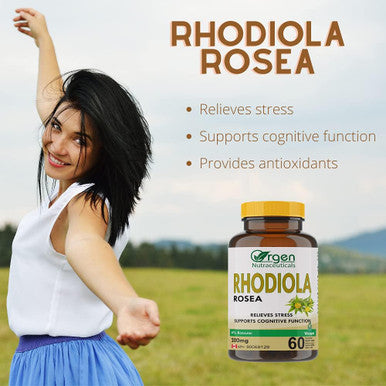 Rhodiola Rosea 200 mg 4% Rosavin I Relieves Stress I Health Canada Registered 60 v caps