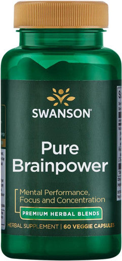 Swanson Pure Brainpower Brain Health Cognitive Memory Focus Support Brain-Derived Neurotrophic Factor (BDNF) Herbal Supplement (Ginkgo Biloba Bacopa Monnieri) 60 Veggie Capsules (Veg Caps) Vegan
