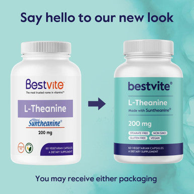 Bestvite L-Theanine 200mg with Patented and Clinically Studied Suntheanine (60 Vegetarian Capsules) - No Stearates - Vegan - Non GMO - Gluten