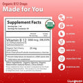 Liquidhealth Organic Methyl Vitamin B12 Methylcobalamin Liquid Drops with Tart Cherry Juice - Boost Energy Support Immune System Improve Memory & Concentration - Vegan Sugar Non-GMO (2 oz)