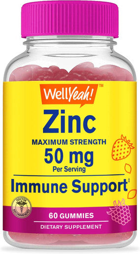 Zinc Gummies 50 Mg - Supports Healthy Immune Function And Antioxidant Health - Natural Berry Flavor - Gluten-Free, Gmo-- Chewable Gummy Dietary Supplement - 60 Gummies