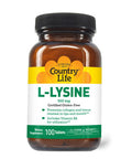 Country Life L-Lysine 500Mg With B-6 Supports Immune Health Promotes Collagen Renewal In Lips And Mouth 100 Tablets Certified Gluten Free Certified Vegetarian