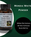 Barlowe's Herbal Elixirs Mondia Whitei Herbal Powder 525mg Per Capsule 60 Vegan Capsules Glass Bottle Stearate Free Additive Free