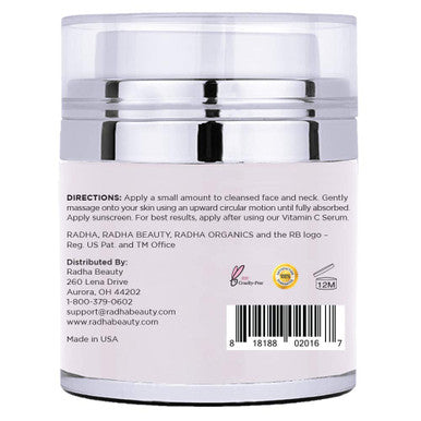 Radha Beauty Moisturizing Miracle Retinol Cream for Face with 2.5 Retinol Hyaluronic Acid Vitamin E and Green Tea. Best Night and Day AntiAging Wrinkle Cream 1.7 fl oz.