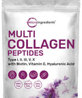 Multi Collagen Protein Powder, 2 Pounds - Type I,II,III,V,X with Biotin 10000mcg, Hyaluronic , Vitamin C - Unflavored Collagen Peptides Powder- Keto & Paleo Friendly, Easy Dissolve, Non-GMO