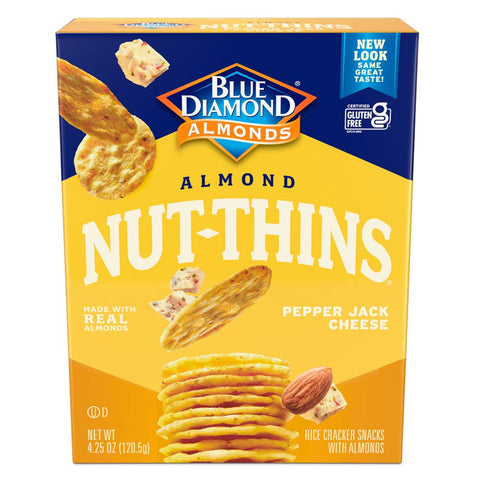 Blue Diamond Almonds Nut Thins Gluten Cracker Crisps Hint of Sea Salt 4.25 Oz Boxes (Pack of 1)