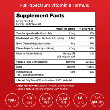 NutraChamps USDA Organic Vitamin B Complex Liquid Drops Sublingual B12 Methycobalamin | B1, B2, B3, B5, B6, B7, B9 | Methylated B Vitamins Complex for Women & Men | Biotin Niacinamide Folate & Folic Acid 2oz