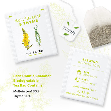 Nutra Tea NutraTea - Mullein Leaf & Thyme Tea | Mullein Tea | Mullein Leaf Tea - Mullein Tea For Lungs & Throat - 20 Tea Bags - Herbal Tea