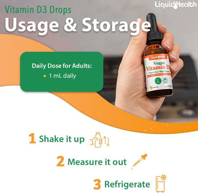 Liquidhealth Liquid Vitamin D3 5000 IU Organic Vitamin D Liquid Drops Adults & Kids Vegan Liquid Vitamin D for Immune Support Bone Health Mood Support