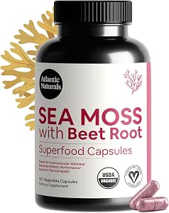 Atlantic Naturals Sea Moss with Beet Root Capsules - Premium Quality Multivitamin Supplement - Sea Moss Superfood to Support Immune Health, Blood Flow, Joint Health & Athletic Performance - 120 ct