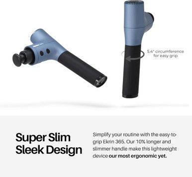 Ekrin Athletics 365 Massage Gun - Ergonomic Deep Tissue Back & Neck Massager For Pain Relief & Soreness - 4 Speeds & Attachments - Long Battery Life & Noise Insulation