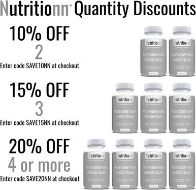 White Kidney Bean by Nutritionn - Helps Reduce the Enzymatic Digestion of Carbohydrates - 600 mg Capsules, Before Meals - Premium Natural Metabolism Supplement