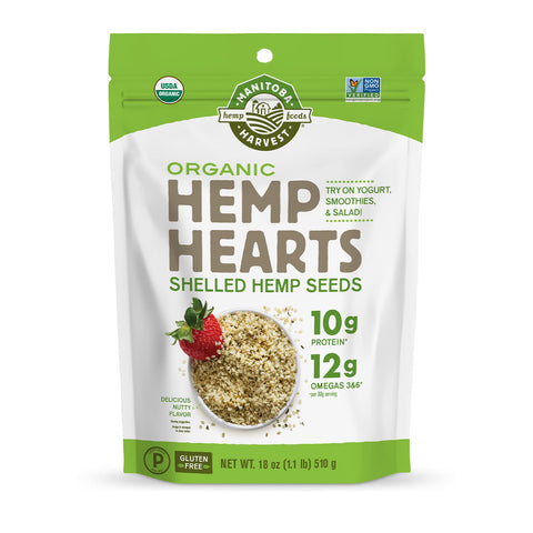 Manitoba Harvest Organic Hemp Hearts, Shelled Hemp Seeds - 7oz - 10g Plant Protein & 12g Omega 3 & 6 per 30g serving - Easy-to-Digest seeds with 9 Essential Amino Acids - Gluten Free, Vegan, Non-GMO