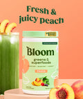 Bloom Nutrition Superfood Greens Powder Digestive Enzymes with Probiotics and Prebiotics Gut Health Bloating Relief for Women Chlorella Green Juice Mix with Beet Root Powder 25 SVG Peach