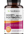healblend Digest + Postbiotics Supplement for Women and Men Multi Enzymes Organic Prebiotic & Probiotic for Digestive Health with Bromeline Papin and Lipase Non-GMO Gluten-Free 60 Vegetarian Caps