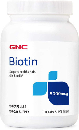 Gnc Biotin 5000Mcg Supplement Supports Healthy Hair Skin And Nails 120 Servings