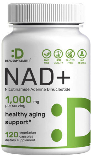 DEAL SUPPLEMENT NAD+ Supplement 1,000mg Per Serving 120 Veggie Capsules