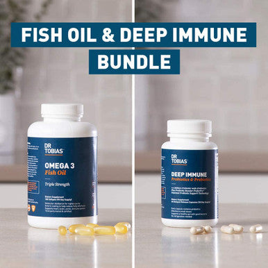 Dr. Tobias Omega 3 Fish Oil and Deep Immune Probiotic Prebiotic Blend Promotes Digestion Immunity and Brain Health