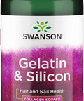 Swanson Gelatin and Silicon - Collagen Proteins Supporting Healthy Hair and Nails - Helps Deliver Vital Minerals for Strong Nails and Thick Hair - 20mg Silicon and 1.08 Grams Gelatin - (200 Capsules)