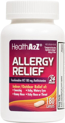 HealthA2Z Fexofenadine HCl 180mg 24-Hour Allergy Relief