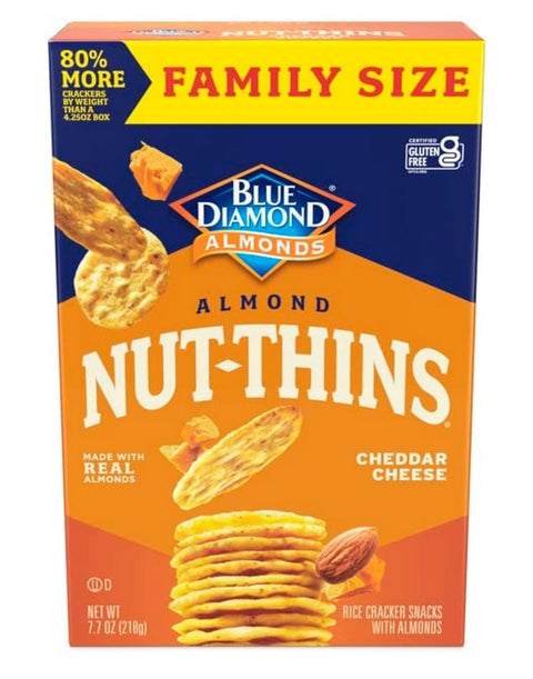 Blue Diamond Almonds NutThins Gluten Cracker Crisps Hint Of Sea Salt Family Size Sea Salt 7.7 oz (Pack of 1)