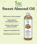 Nbl Natural NBL Natural Sweet Almond Oil for Skin/Hair and Body Massage 473 ml 2-Pieces
