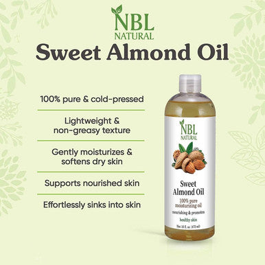Nbl Natural NBL Natural Sweet Almond Oil for Skin/Hair and Body Massage 473 ml 2-Pieces
