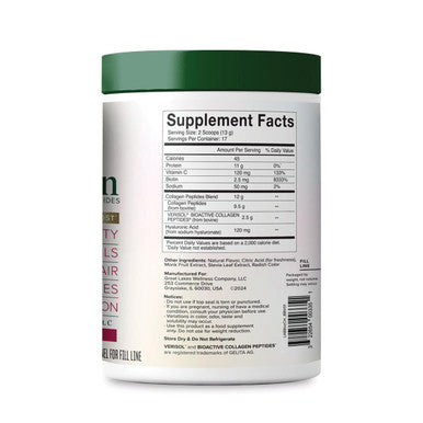 Great Lakes Wellness Beauty Boost Advanced Collagen Peptides Powder with Hyaluronic Acid Biotin Vitamin C - Skin Elasticity and Hydration - Raspberry Lemonade Flavor 8 oz